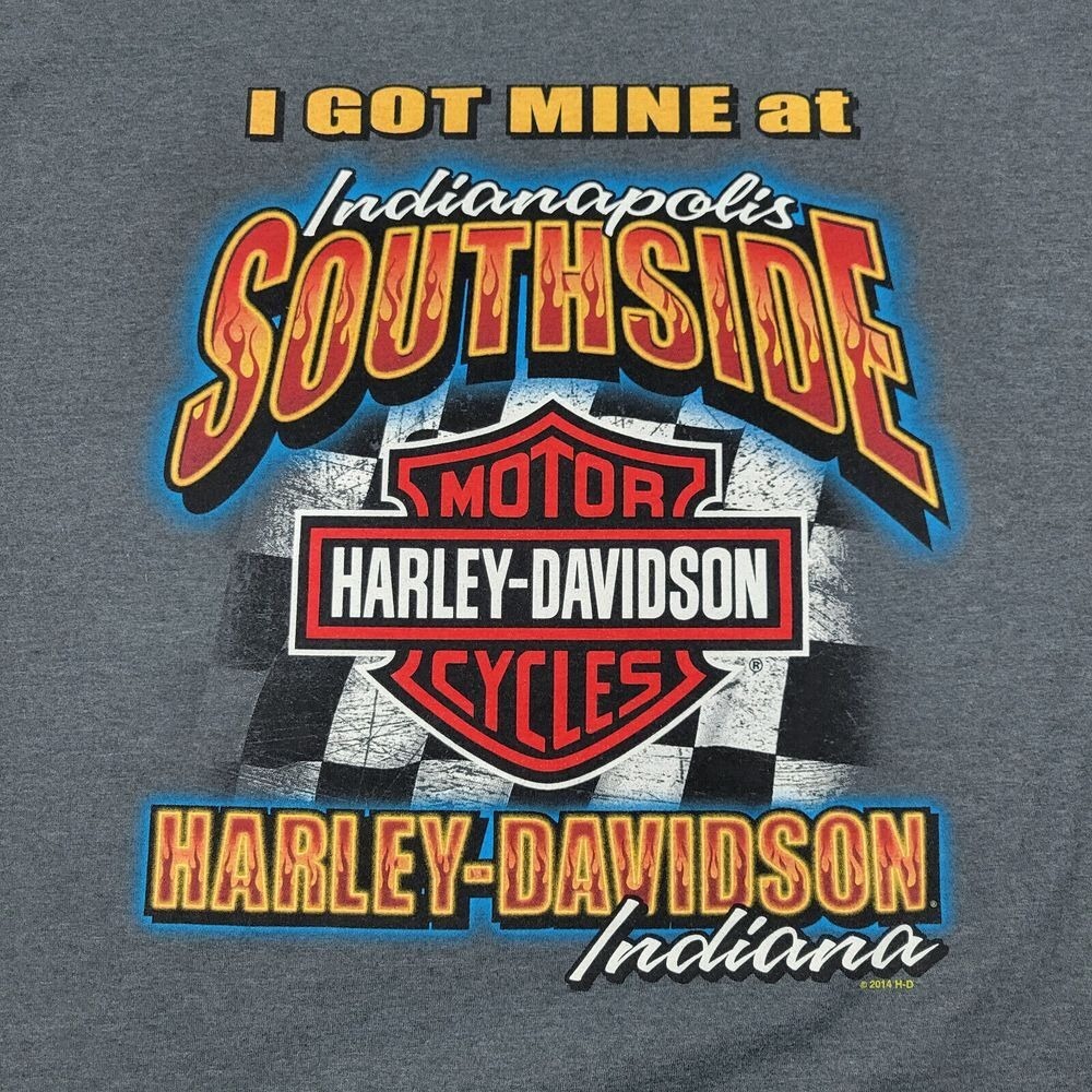 Harley Davidson Southside Indianapolis Crewneck Shirt Mens XL Gray Hanes Beefy T